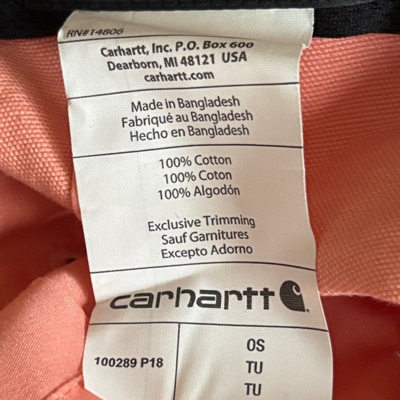 Carhartt Adjustable Canvas Salmon Pink Color Logo Wicking Workwear Cap.  EUC - Picture 7 of 8
